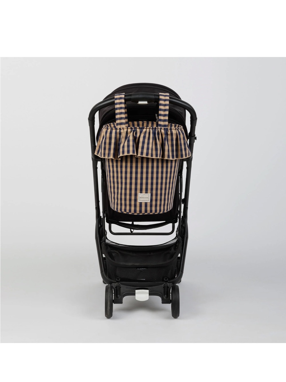 Mini coton Ruffled gingham Stroller Bag - Navy & Beige